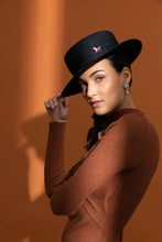 Load image into Gallery viewer, &quot;003&quot; Boater with a porkpie crown - Black
