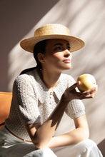 Load image into Gallery viewer, &quot;003&quot; Boater with a porkpie crown - Natural
